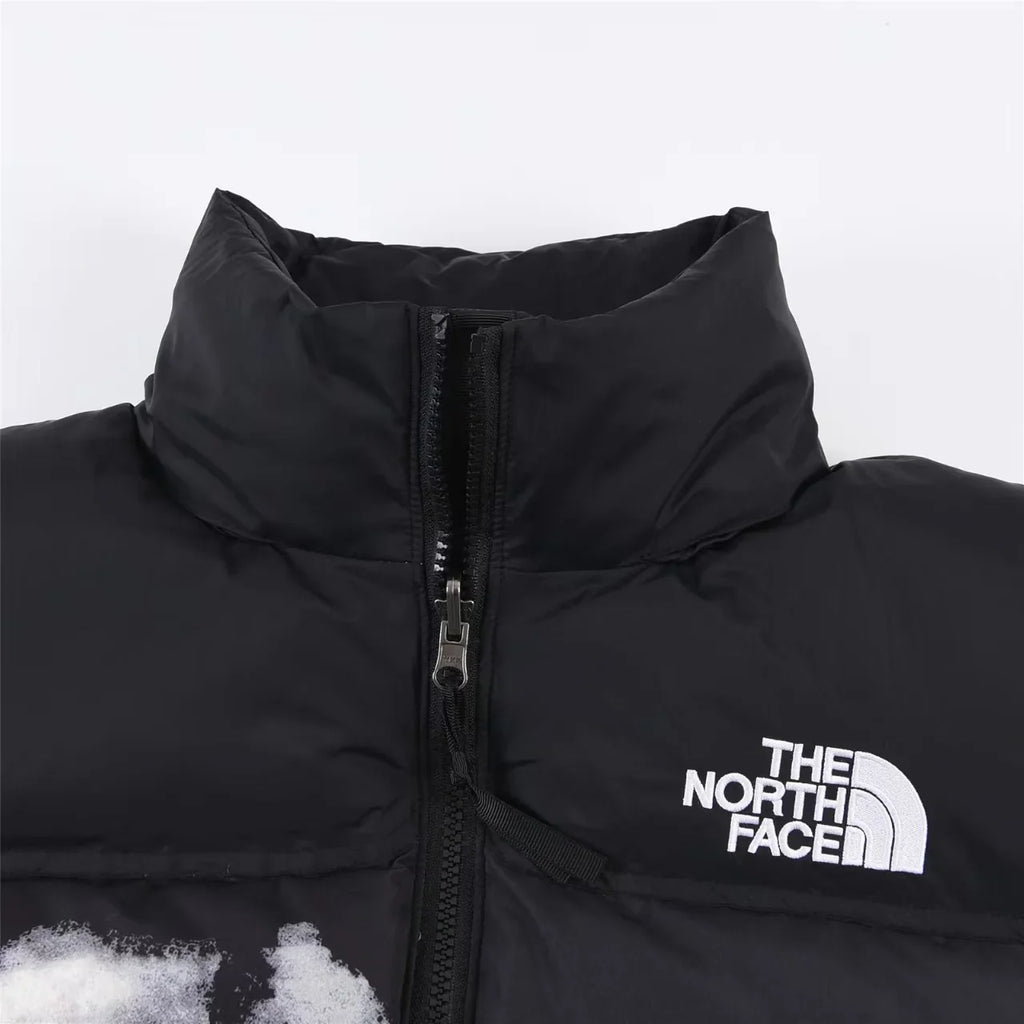 Cloud printed black down jacket