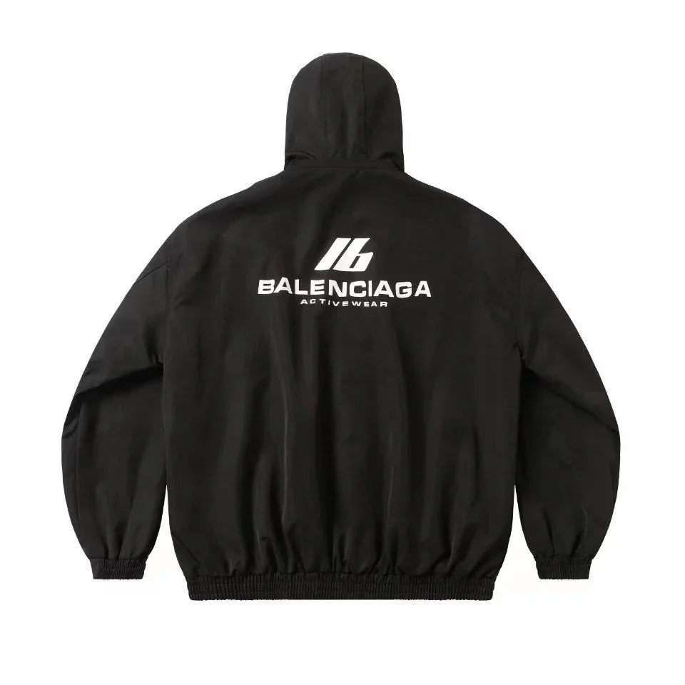 Letter printed jacket hooded jacket