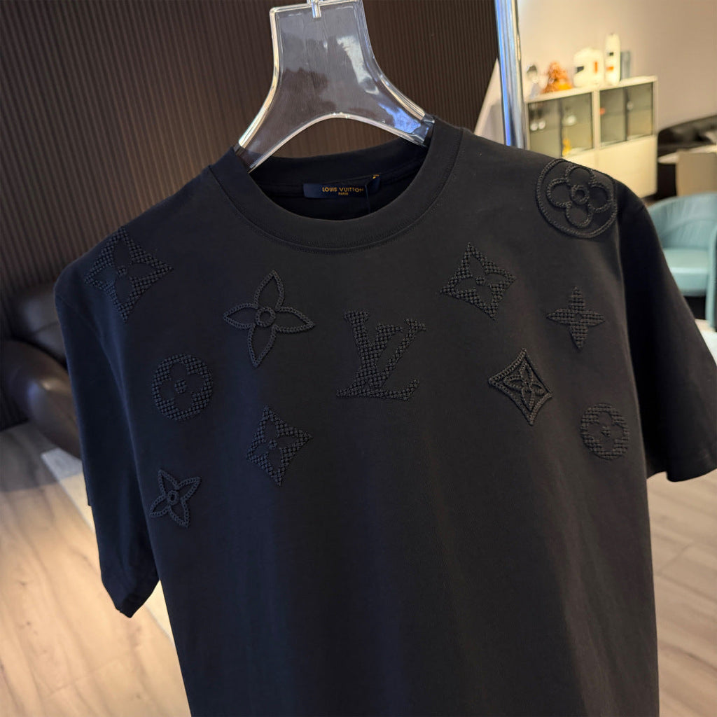 New embroidery craft logo letter short sleeved shirt