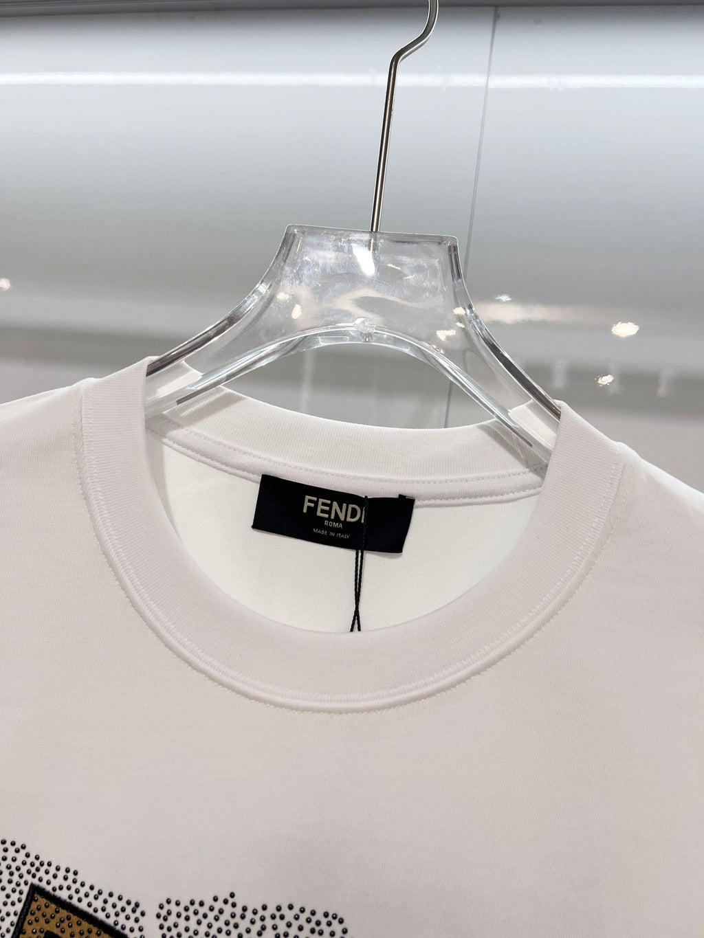 New three-dimensional hot bead heavy embroidery letter short sleeved shirt