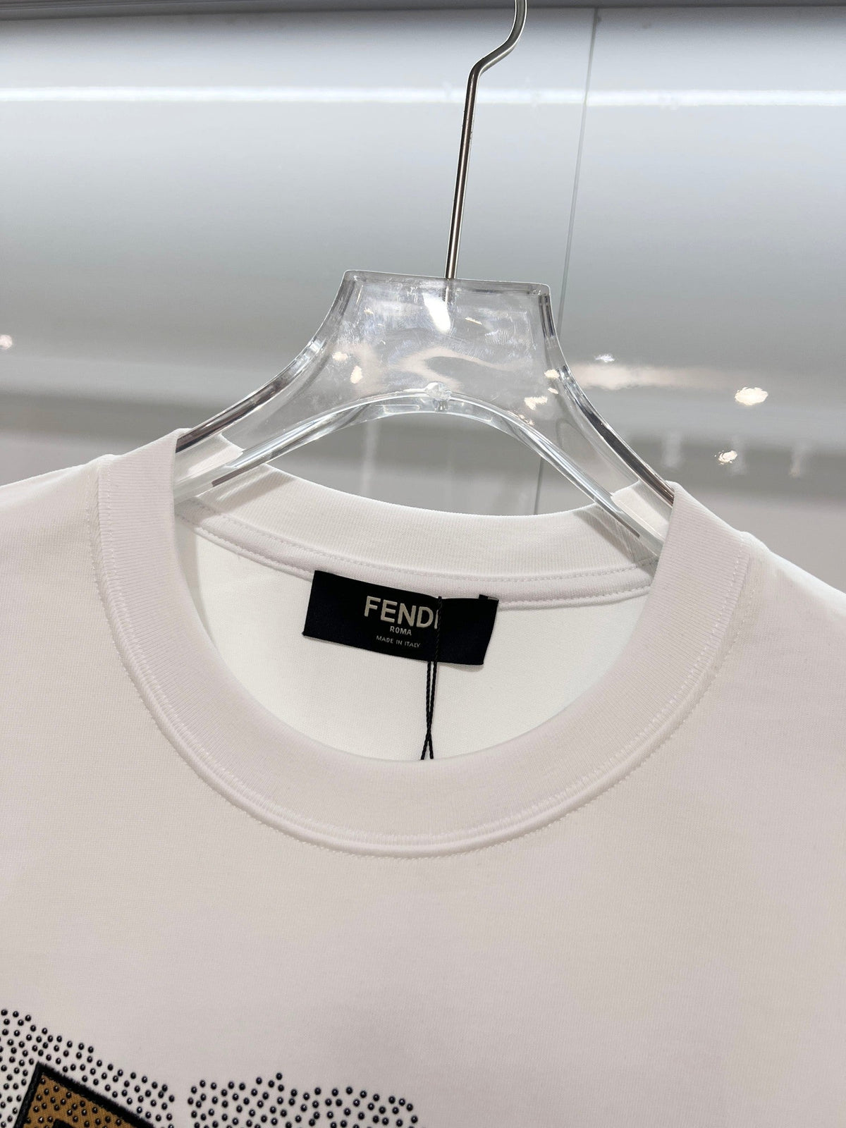 New three-dimensional hot bead heavy embroidery letter short sleeved shirt