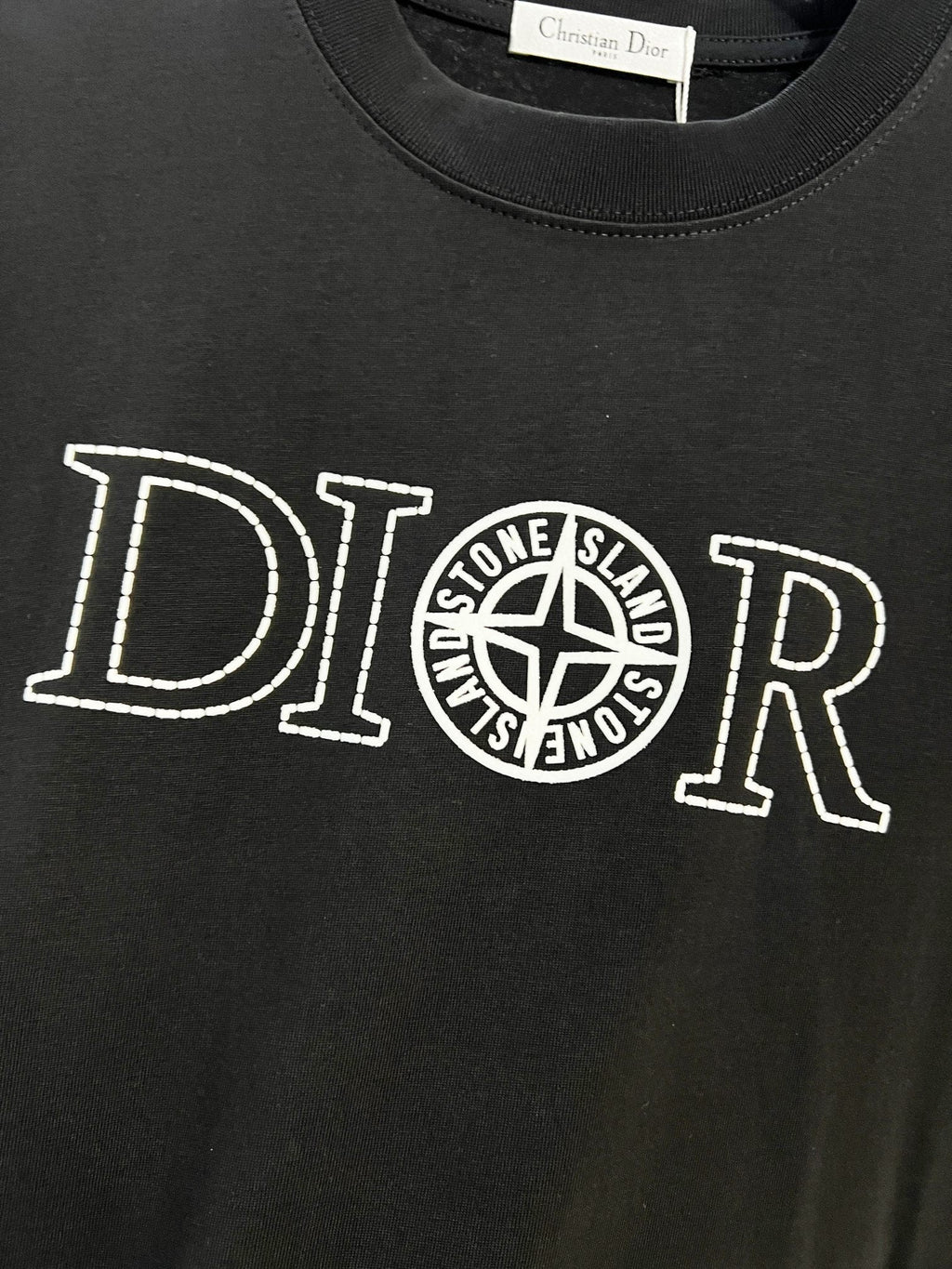 Classic dotted printed letter round neck T-shirt