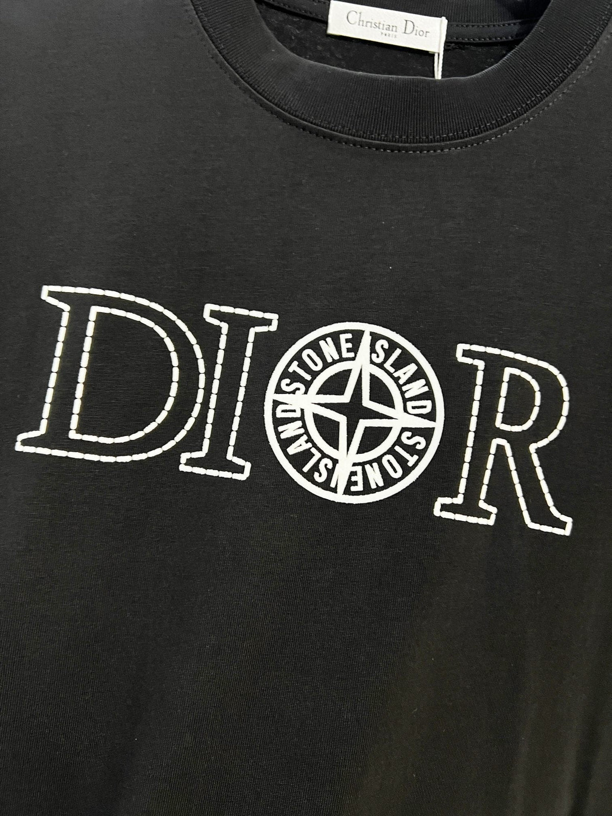 Classic dotted printed letter round neck T-shirt