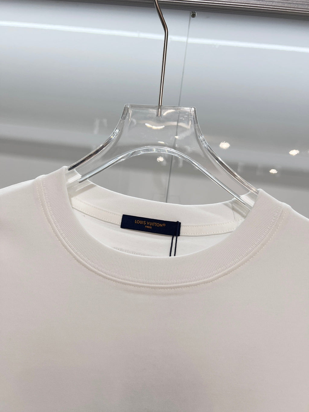 Three dimensional golden small LOGO color blocked offset printing pattern letter round neck T-shirt