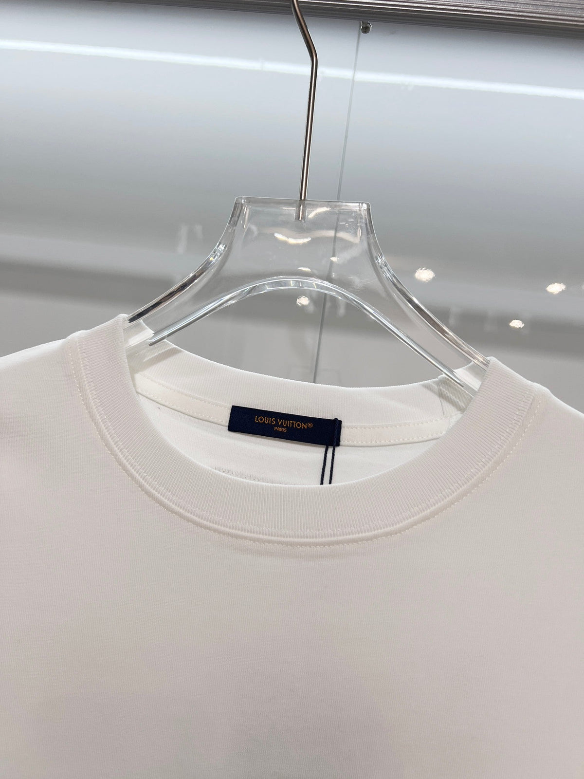 Three dimensional golden small LOGO color blocked offset printing pattern letter round neck T-shirt