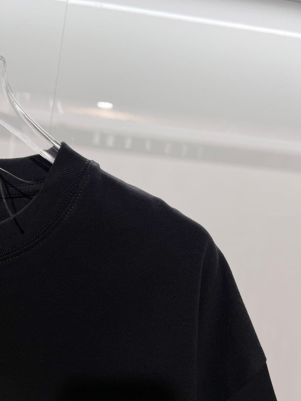 Chest patch splicing yellow adhesive tape offset letter round neck T-shirt