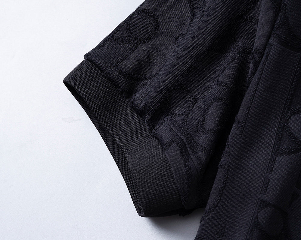 Knitted jacquard fabric lapel T-shirt