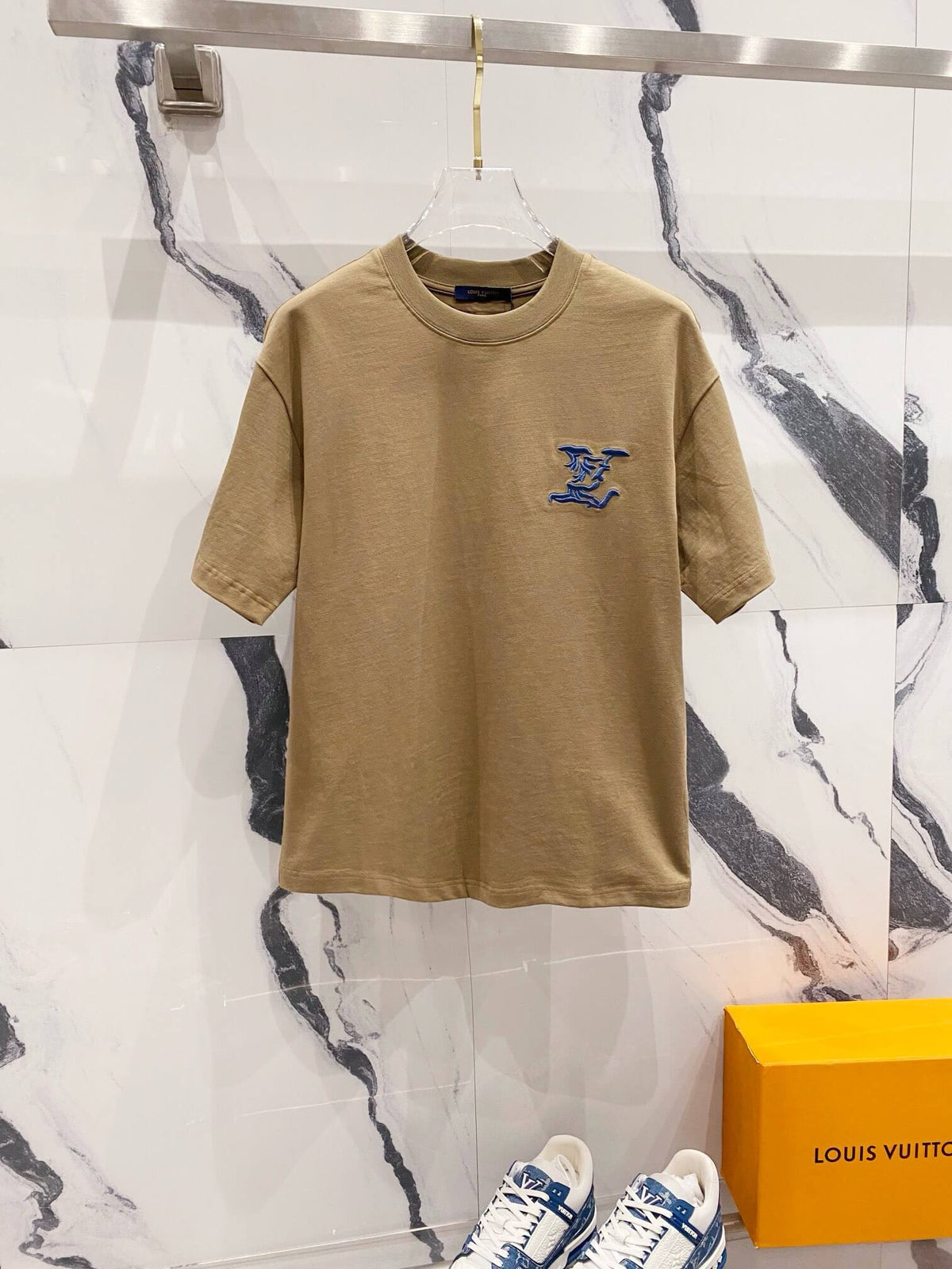 Blue Pattern Embroidery T Shirt