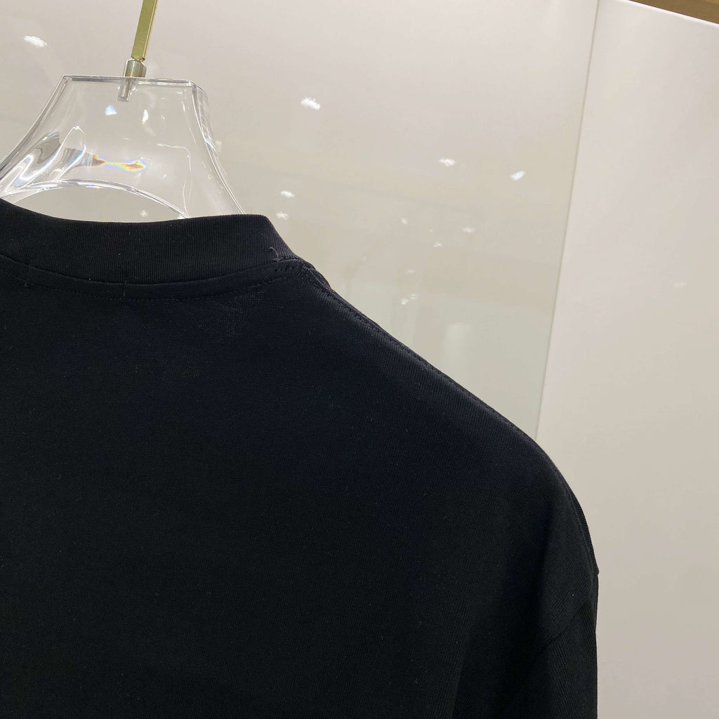 Chest sticker printed logo round neck short sleeved T-shirt 1