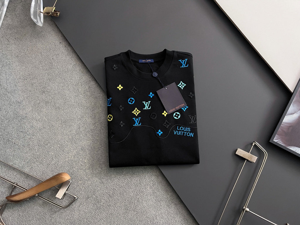 Digital Full Flower Embroidered Round Neck T-shirt