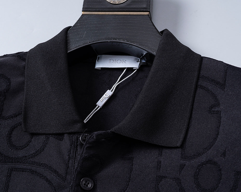 Knitted jacquard fabric lapel T-shirt