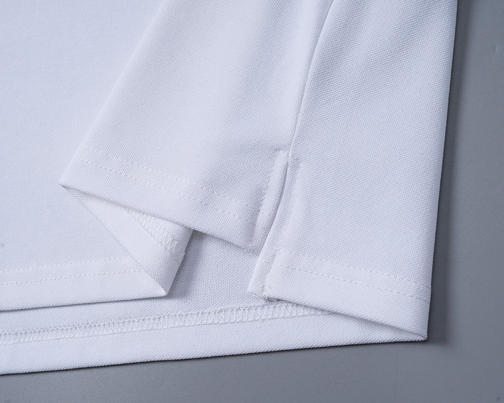 Silk pearl fabric lapel T-shirt