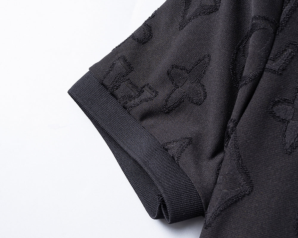 Knitted jacquard fabric lapel T-shirt