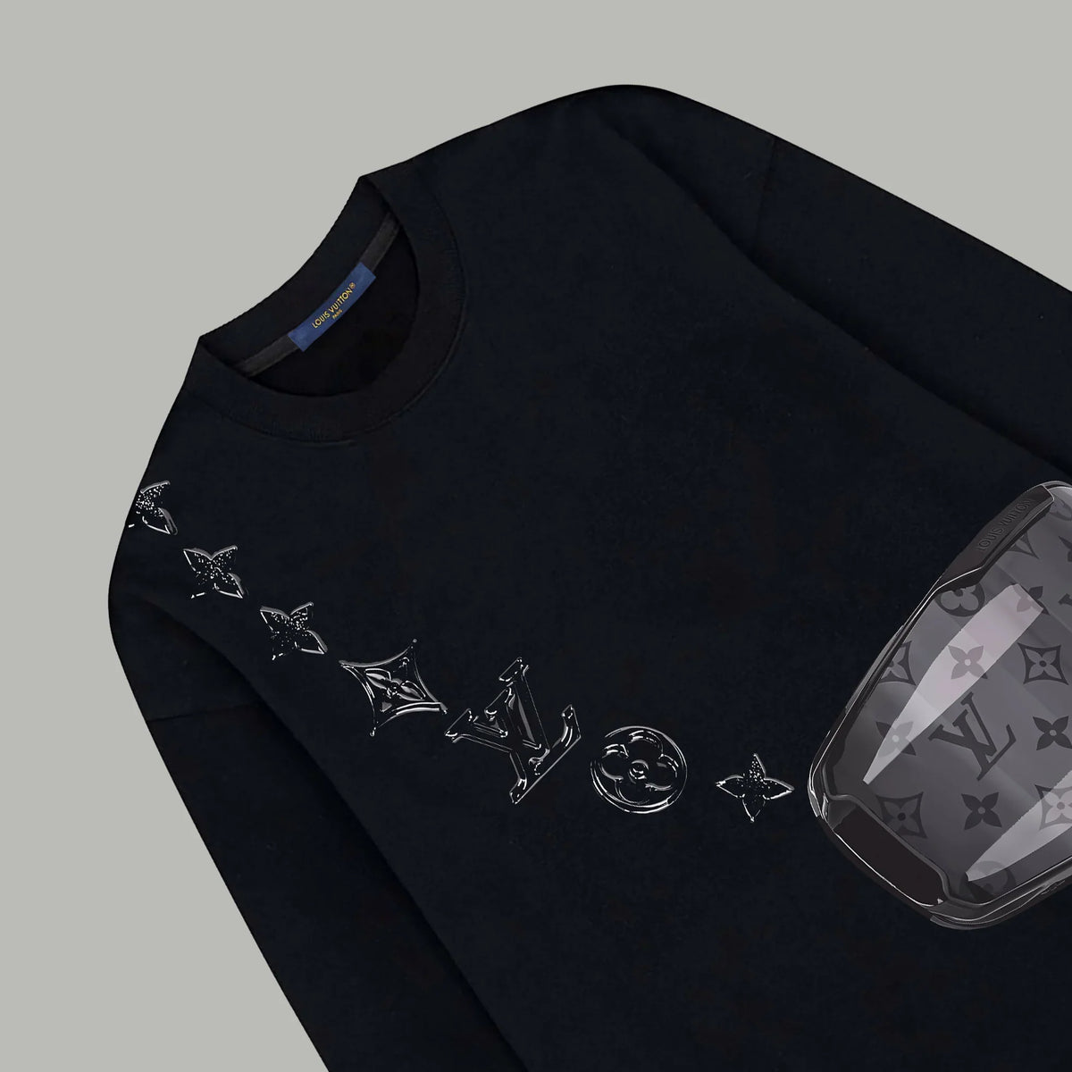 Printed looped long sleeved hoodie