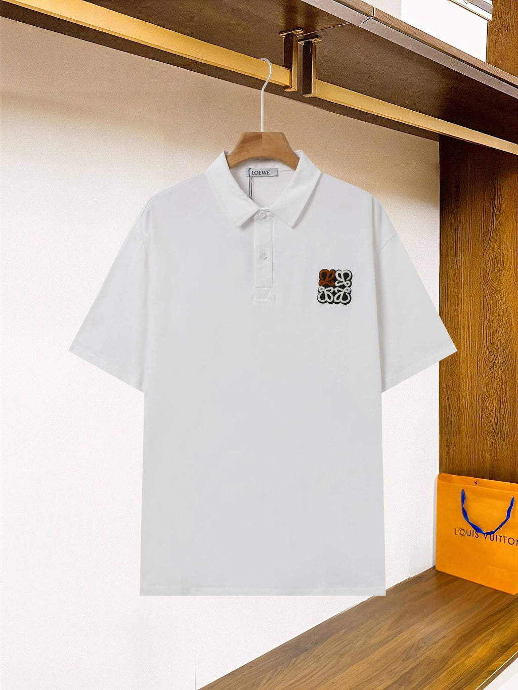 Brown Black Embroidered Polo