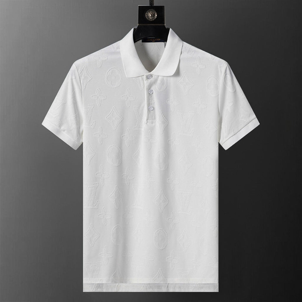 Knitted jacquard fabric lapel T-shirt