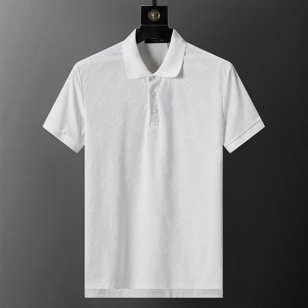 Knitted jacquard fabric lapel T-shirt