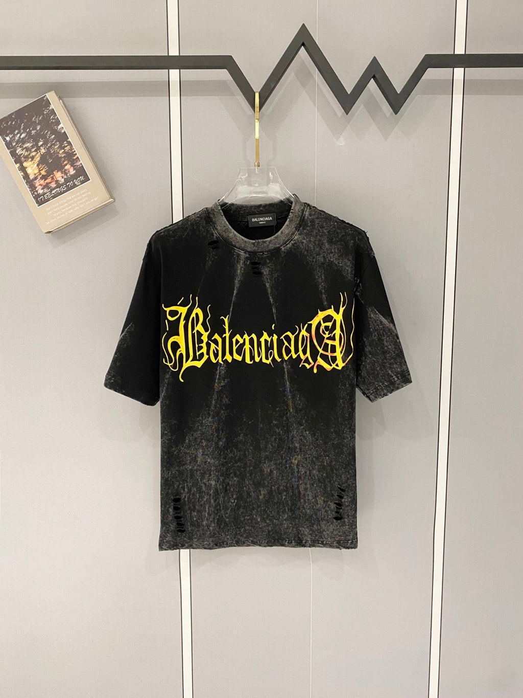 New American style acid washed vintage laser burned flower sticker embroidered couple casual short sleeved T-shirt