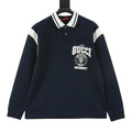 Mother embroidery lapel long sleeved polo shirt
