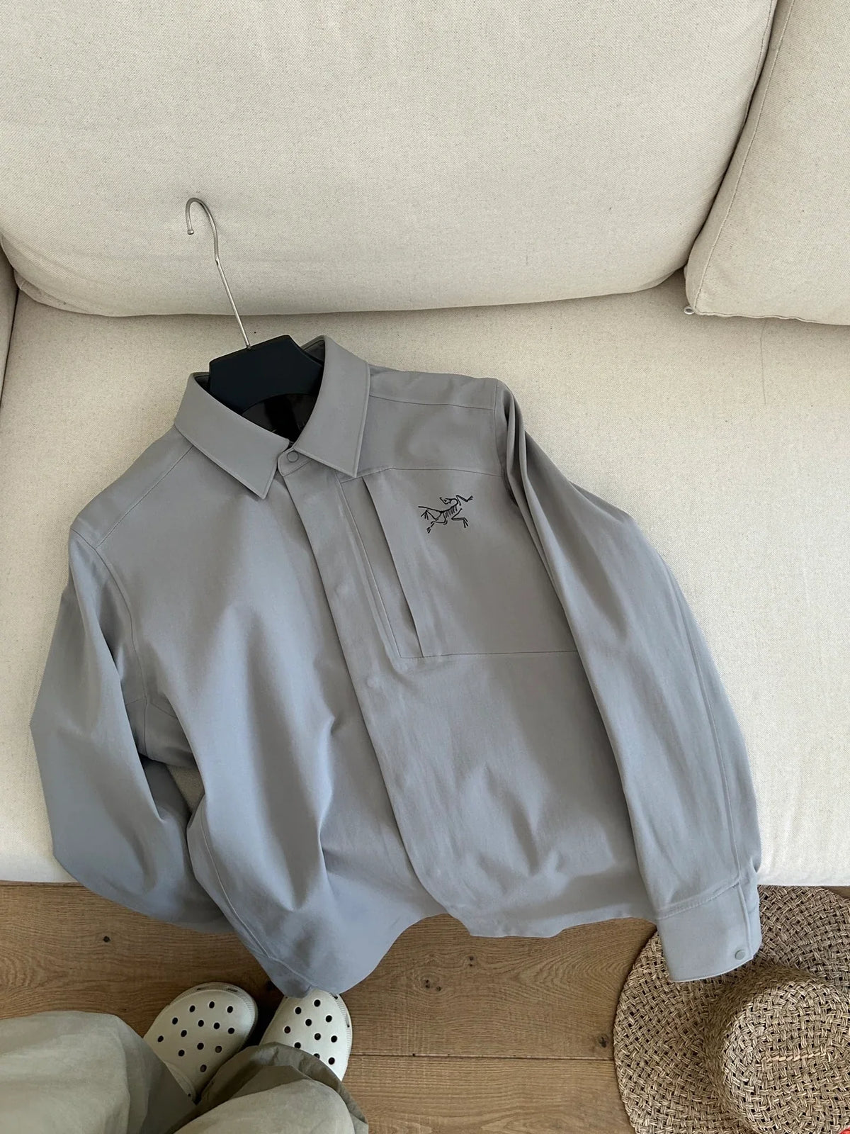 Autumn new men's outdoor long sleeved heat sealed lapel shirt