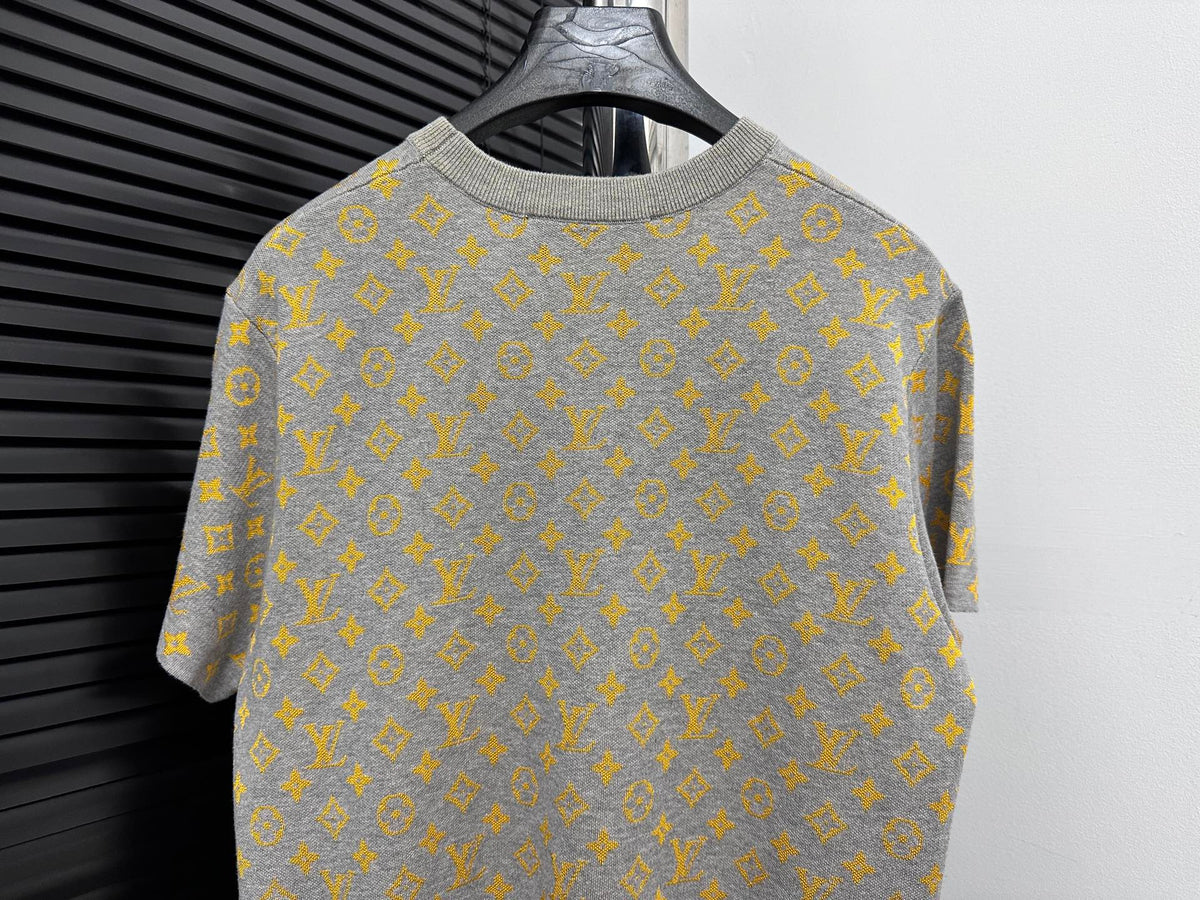 Old flower contrasting woolen short sleeved shirt