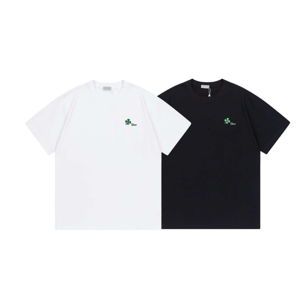 2026 new high-density embroidered green clover logo unisex short sleeved t-shirt