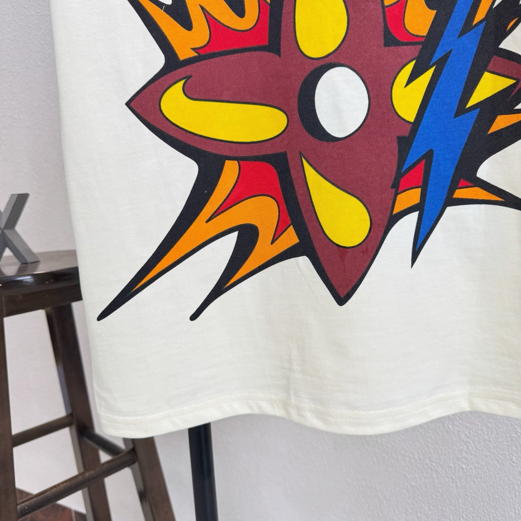 Flame printed round neck short sleeved shirt