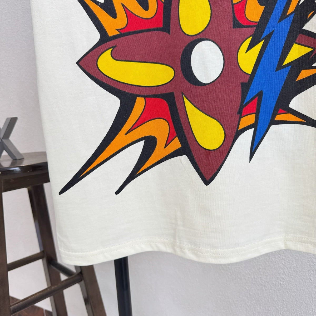 Flame printed round neck short sleeved shirt