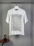 Burnt flower sticker embroidered round neck short sleeved T-shirt