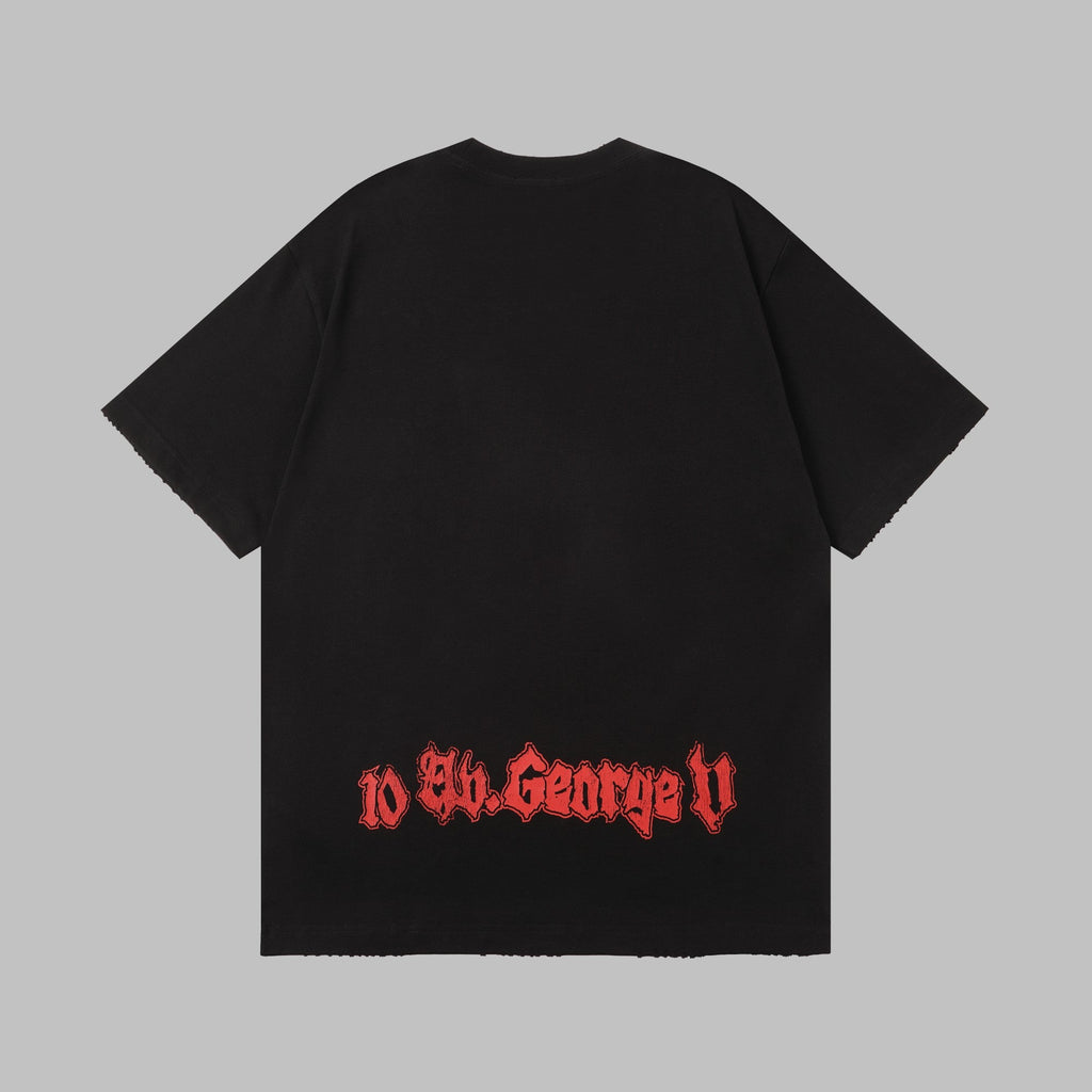 Cotton vintage stage printed short sleeved T-shirt