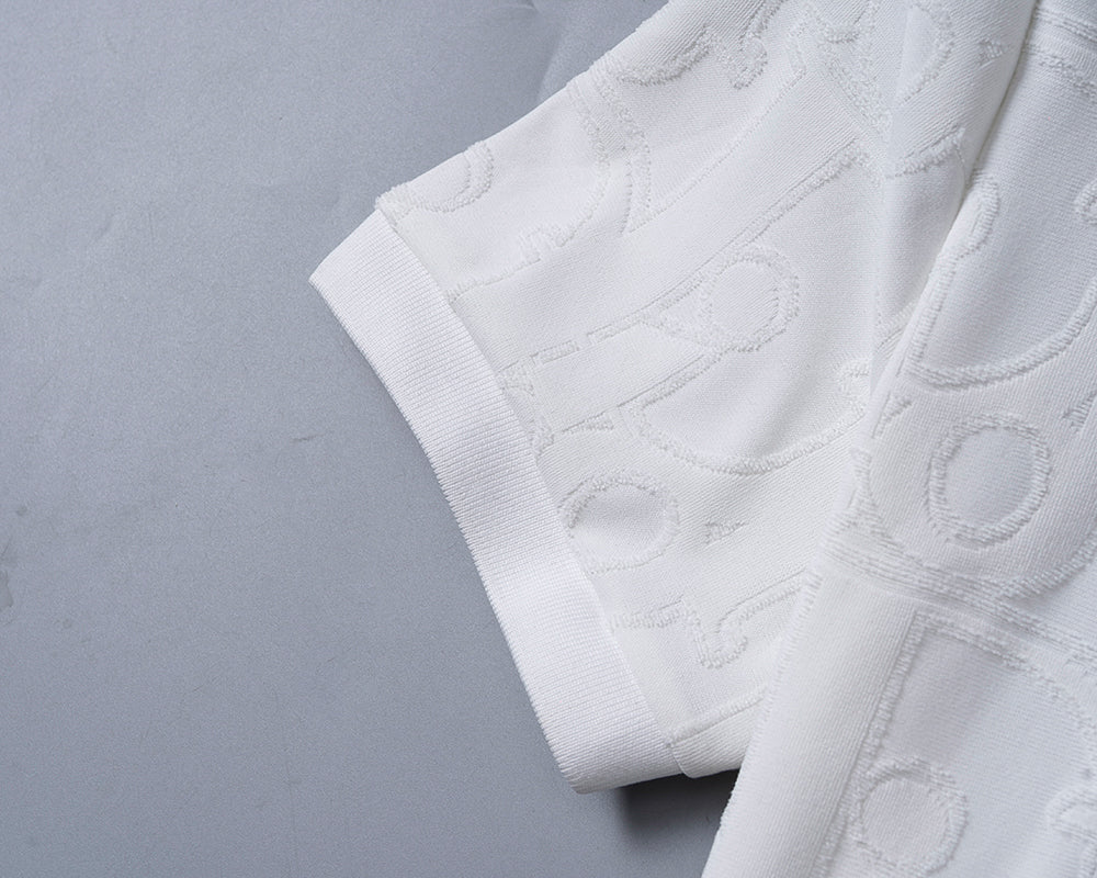 Knitted jacquard fabric lapel T-shirt