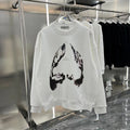 New shark graffiti printed round neck pullover casual hoodie