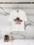 3D color blocked embroidery 🪡 Letter LOGO Phantom Spray Printed T-shirt