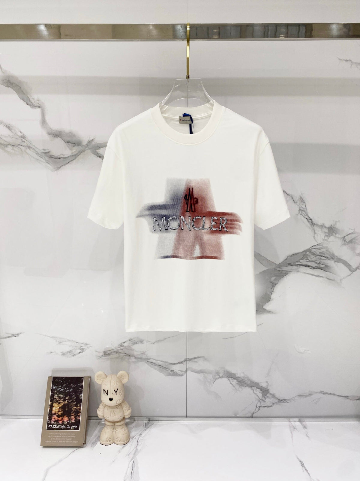 3D color blocked embroidery 🪡 Letter LOGO Phantom Spray Printed T-shirt