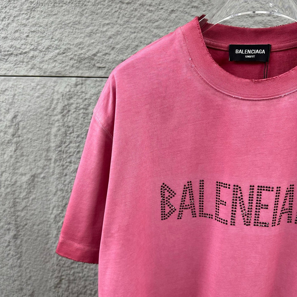 Hot stamping+hot drilling process pure cotton fabric short sleeved T-shirt for both men and women