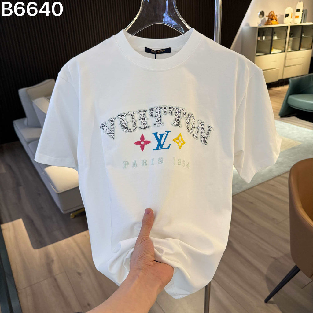 26ss new embroidery craft logo letter short sleeved shirt