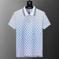 Gradient checkerboard printed lapel T-shirt