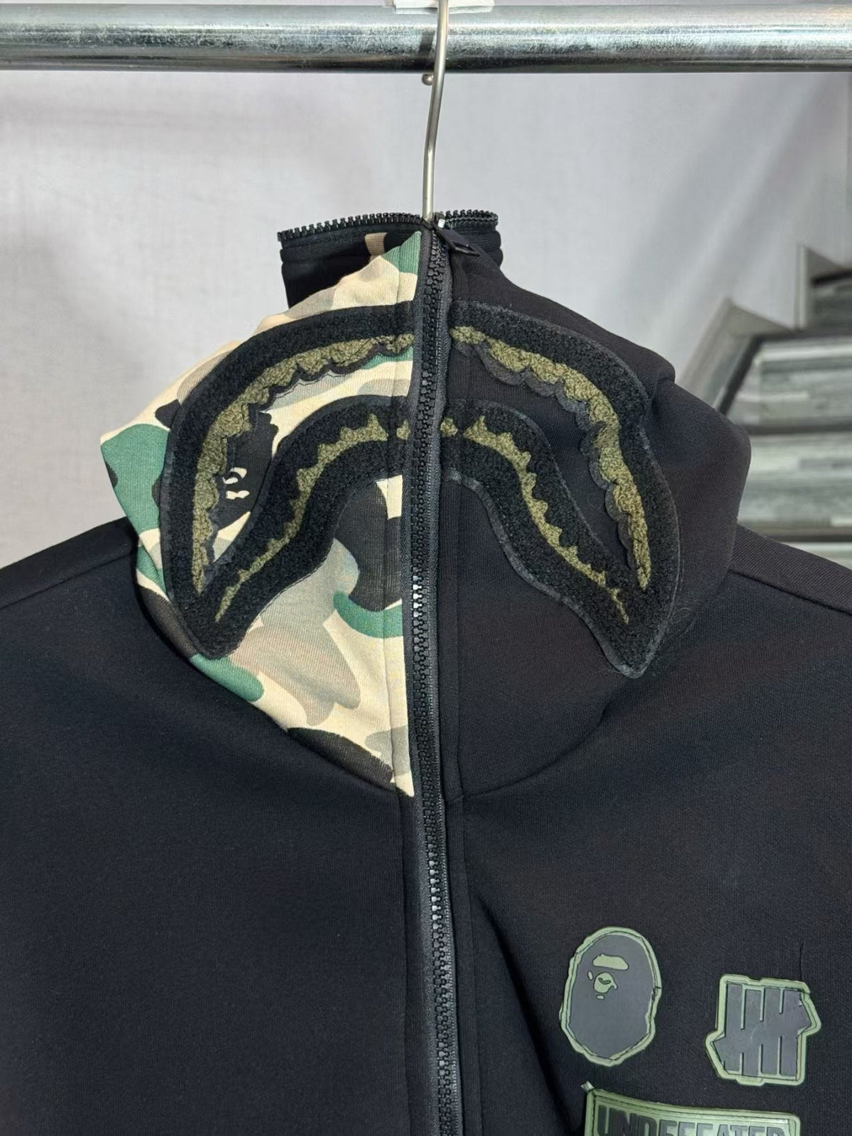 Smiling hooded zipper jacket