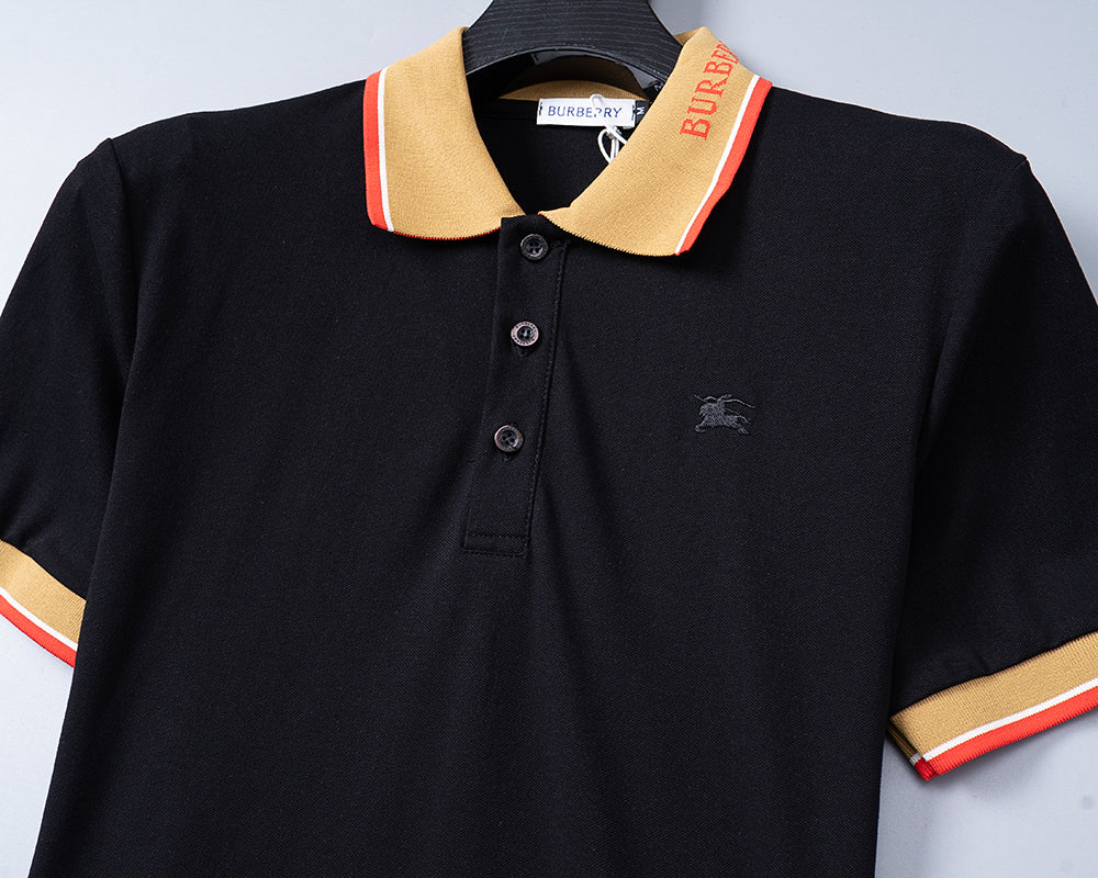 Silk pearl fabric lapel T-shirt