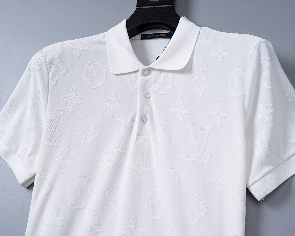 Knitted jacquard fabric lapel T-shirt