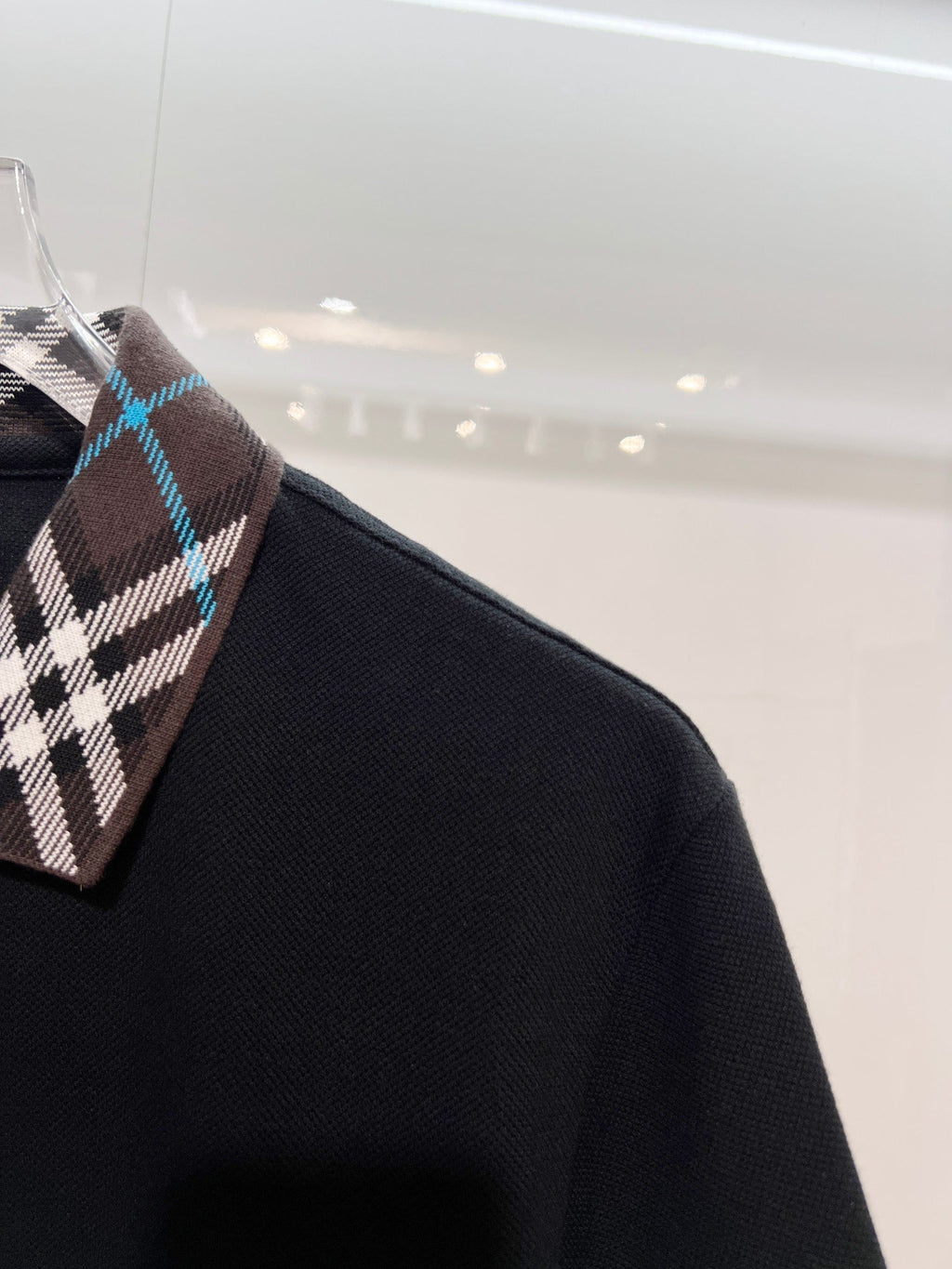 Color blocked flat collar classic plaid collar letter polo shirt