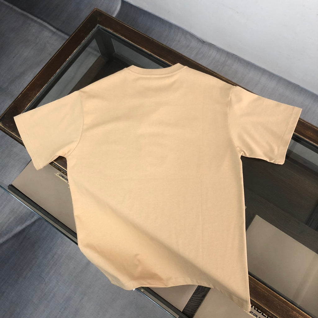 Adhesive printed letter round neck short sleeved T-shirt