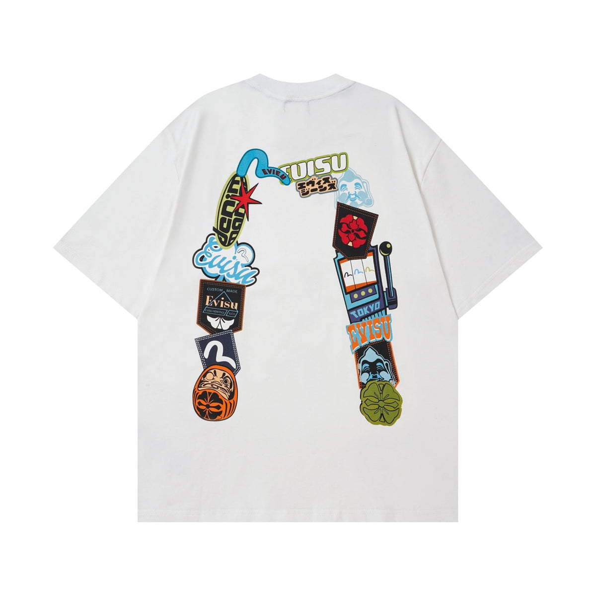 New Seagull Classic Large Print Casual Loose Round Neck Short Sleeve T-shirt