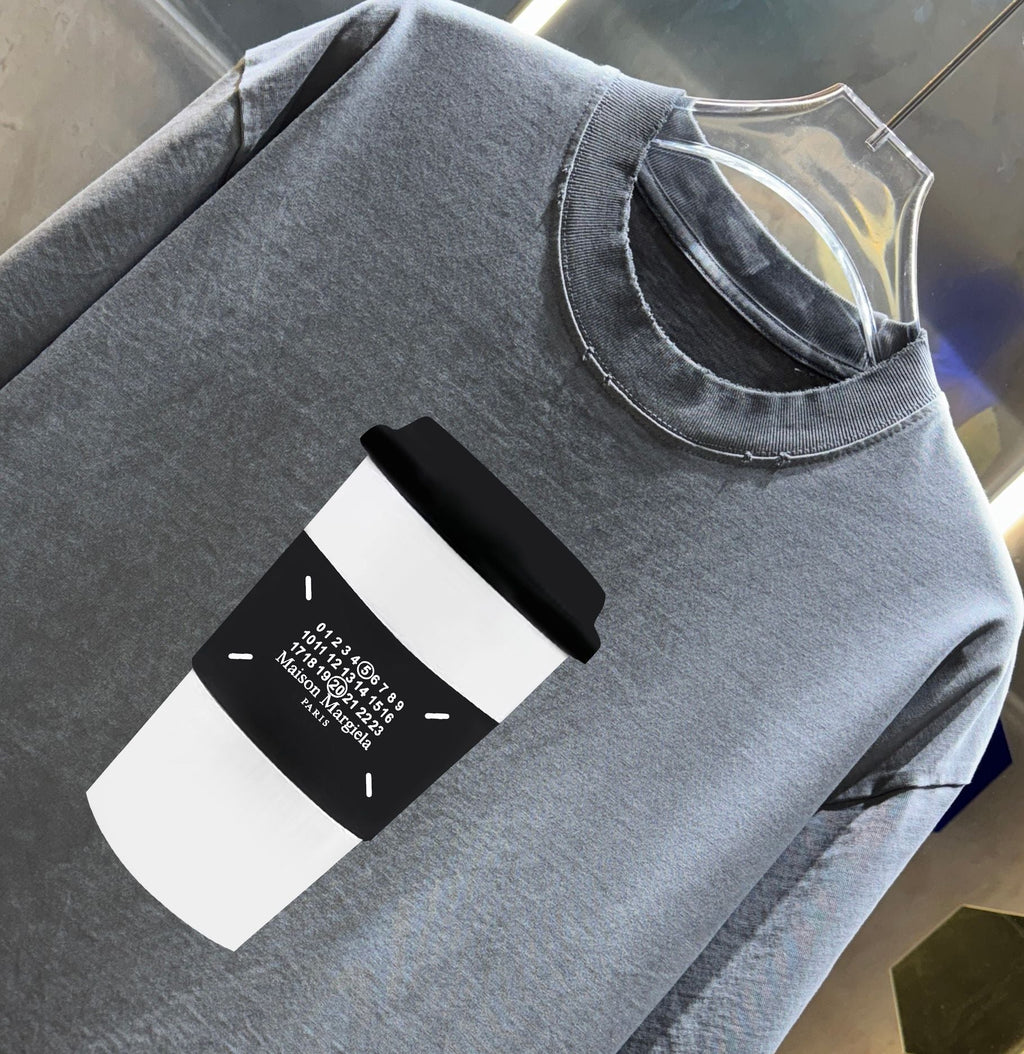 Wash and grind 320g round neck short sleeved T-shirt