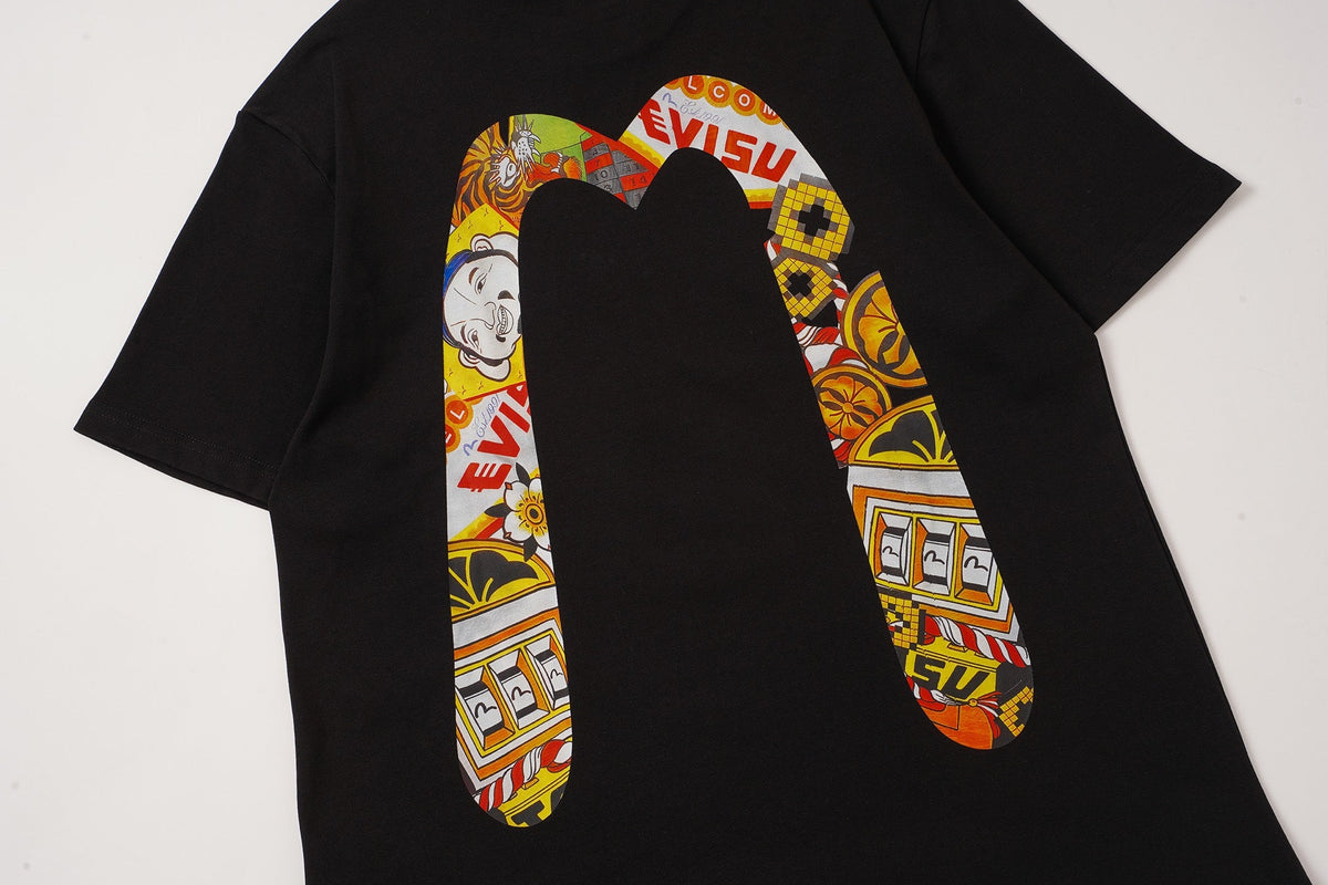 Large M printed casual loose round neck short sleeved T-shirt