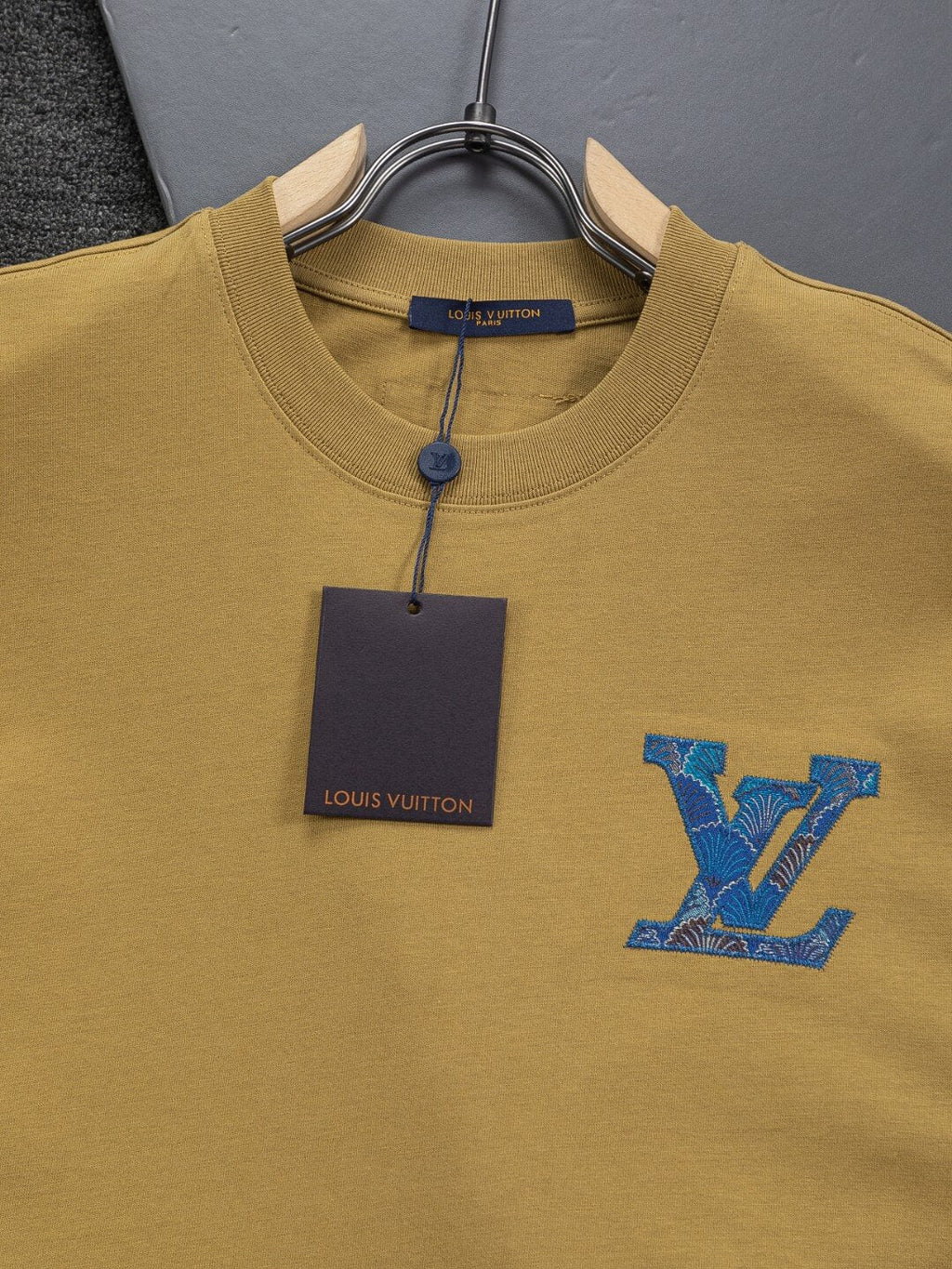 Blue Satin Embroidered T-Shirt