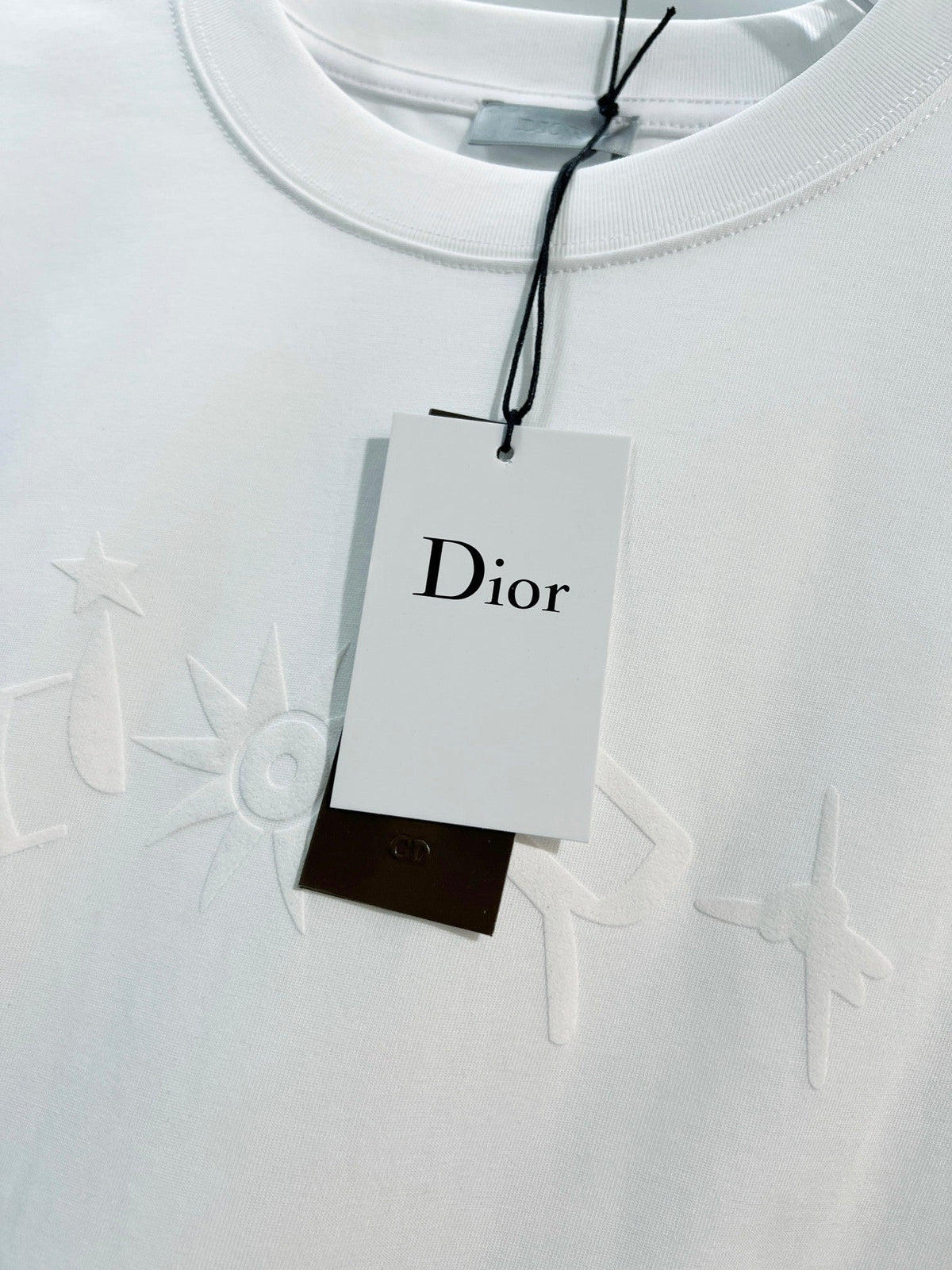 Digital flocking foam sunflower letter short sleeved shirt