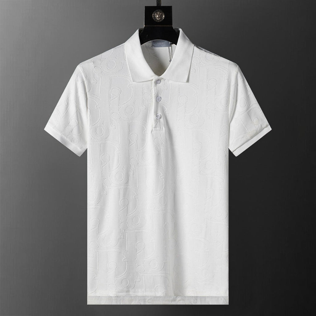 Knitted jacquard fabric lapel T-shirt