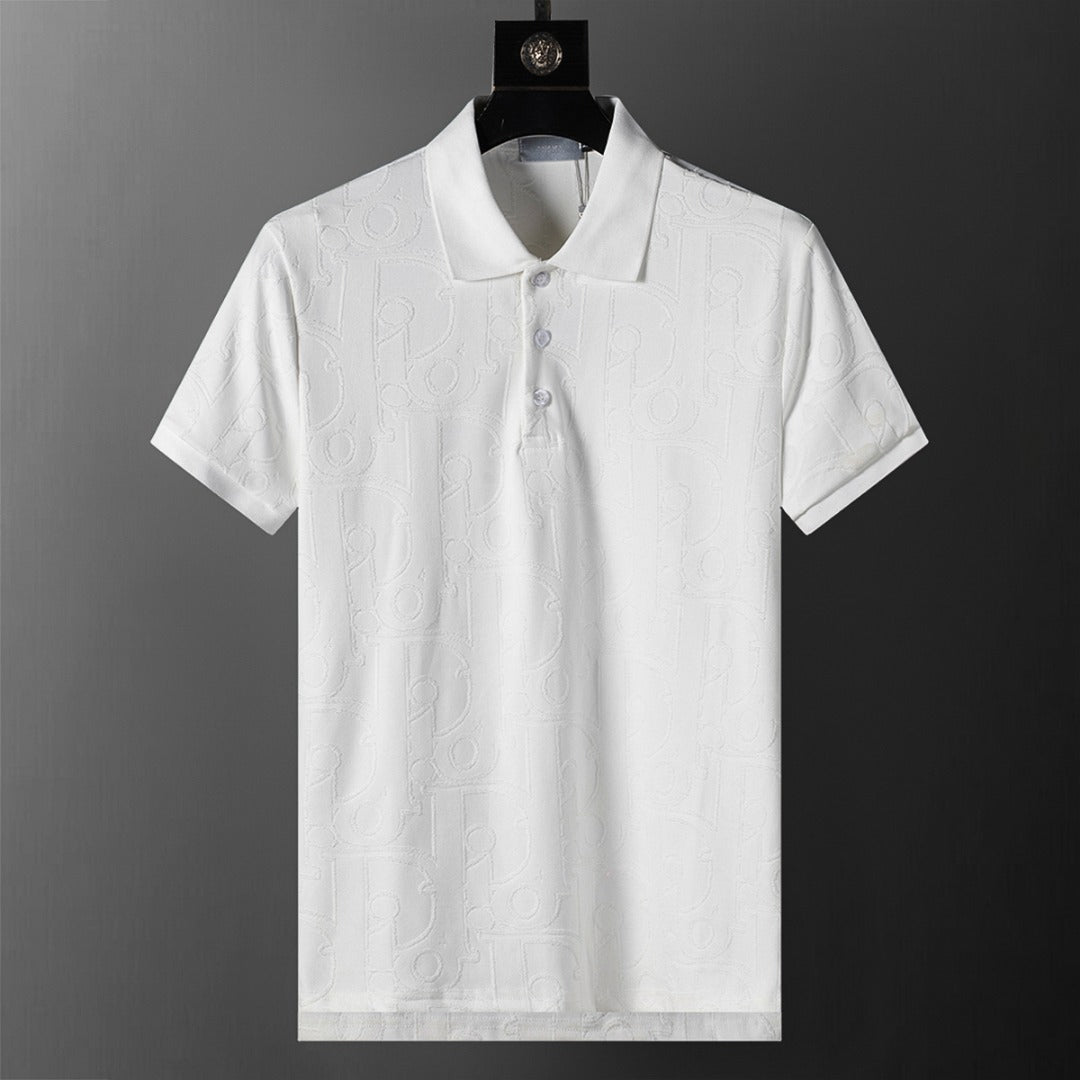 Knitted jacquard fabric lapel T-shirt