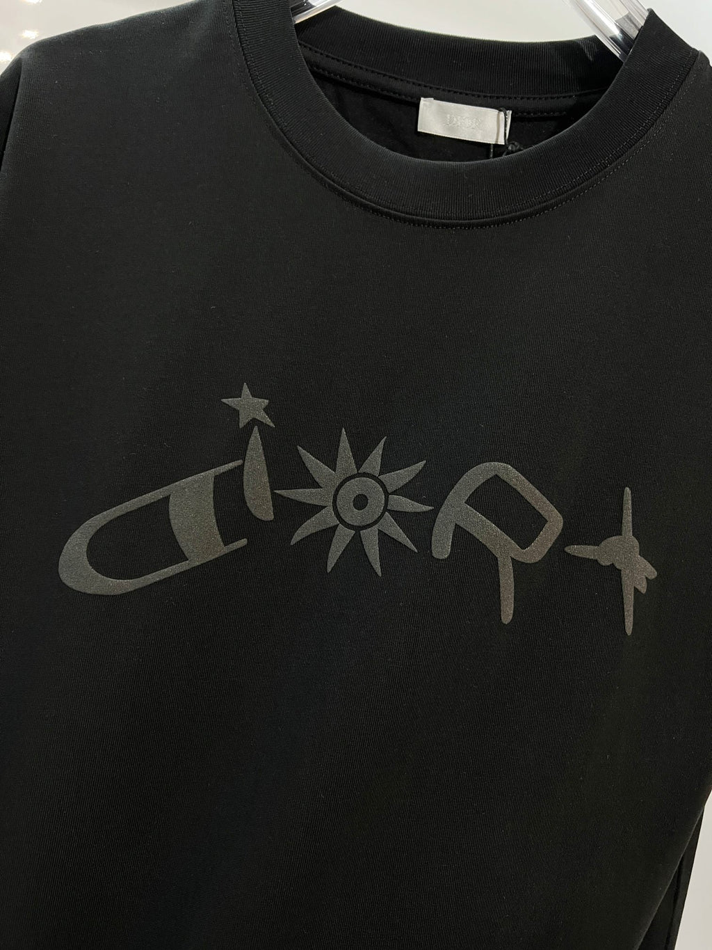 Digital flocking foam sunflower letter short sleeved shirt